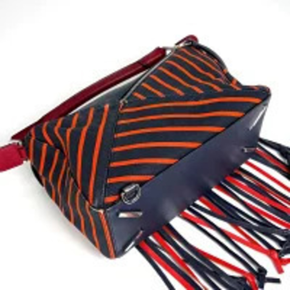 Loewe Leather Navy Bag Handbag Puzzle Blue Red